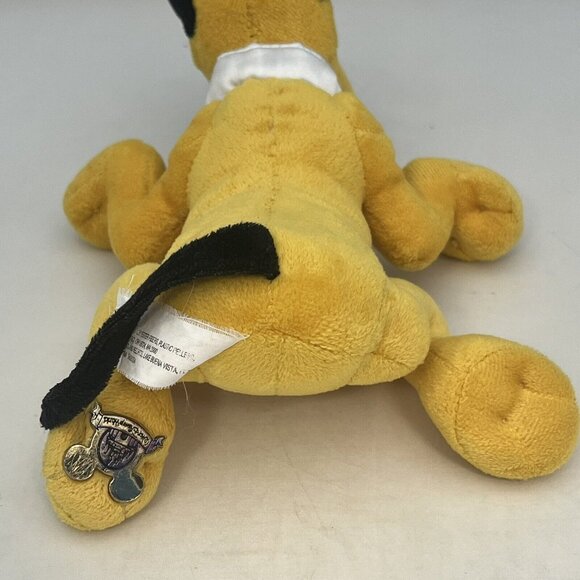 Walt Disney World Pluto Plush Stuffed Animal Green Bow Tie Castle Stamp On Paw - Picture 13 of 16